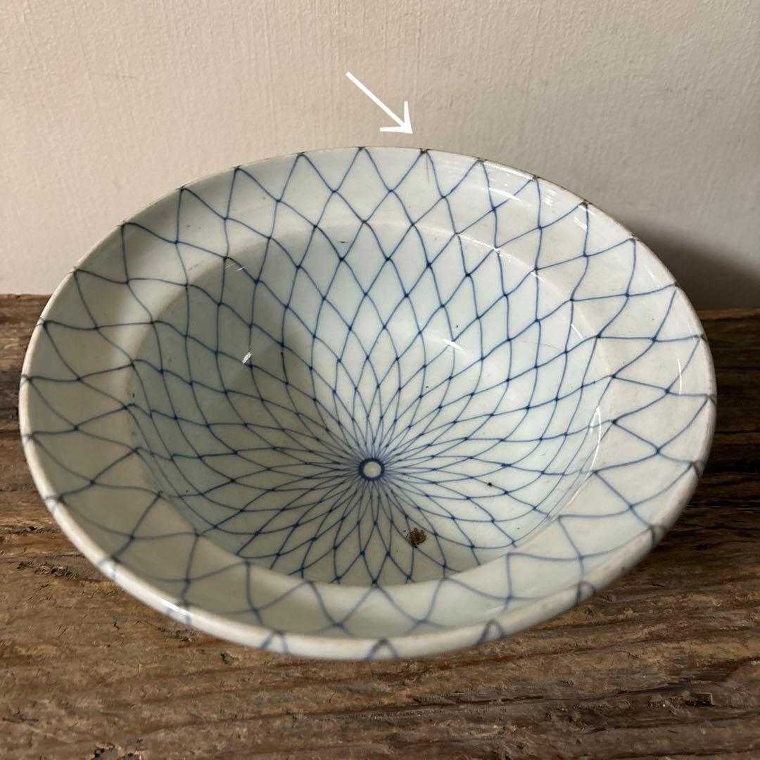 古伊万里網目文　染付鉢1点　江戸時代　骨董　アンティーク　白磁　検:李朝