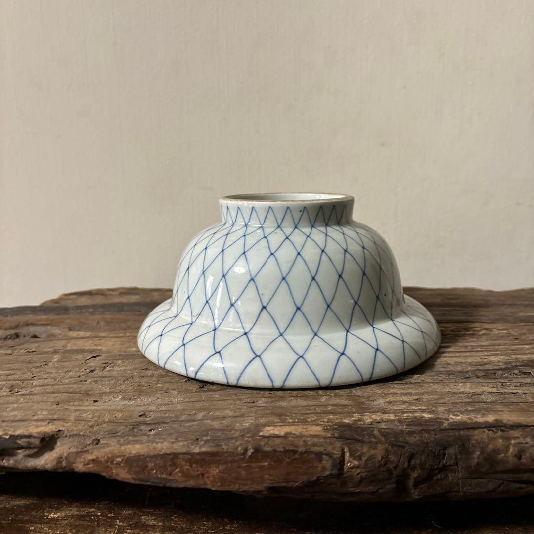 古伊万里網目文　染付鉢1点　江戸時代　骨董　アンティーク　白磁　検:李朝