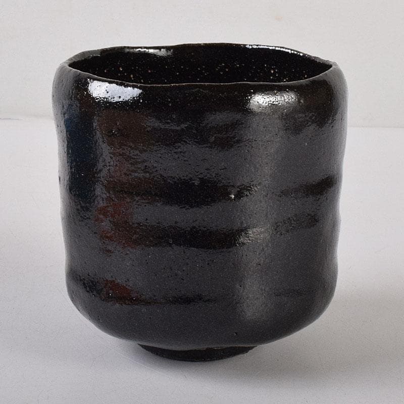 HCM　茶道具　伊東陶山造　黒楽筒茶碗　共布共箱　V　R8149