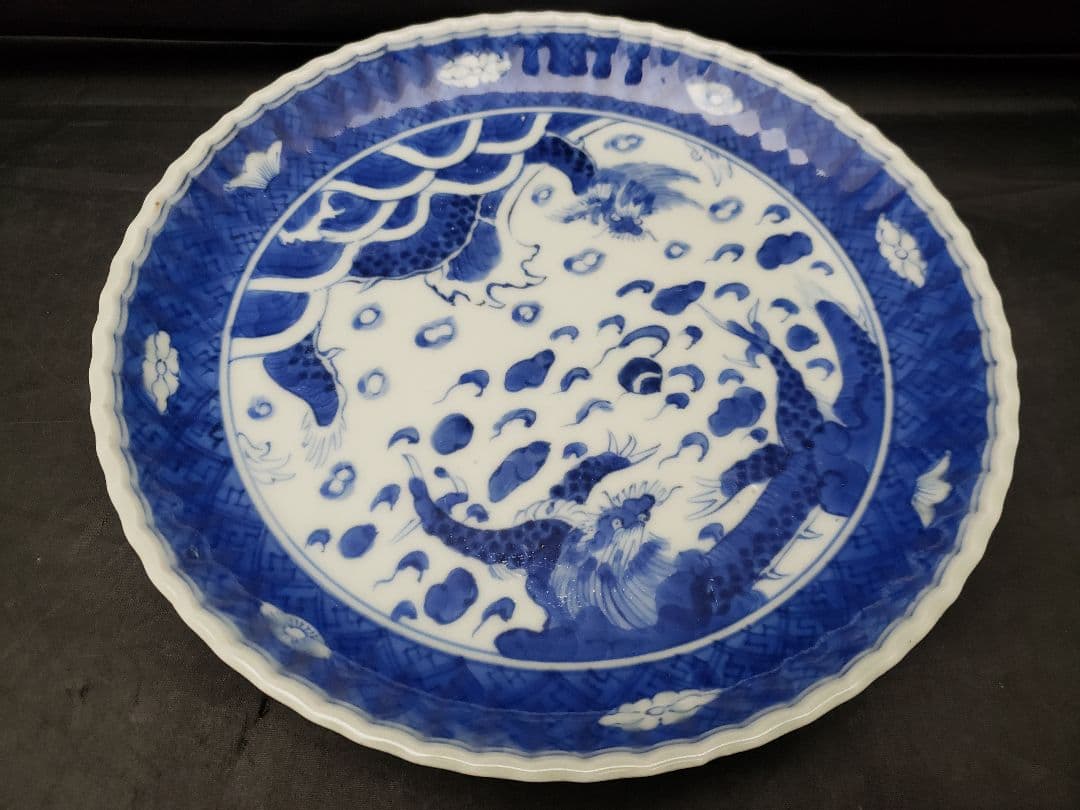 古伊万里　染付　雲龍文　六寸皿　5枚　成化年製　骨董品