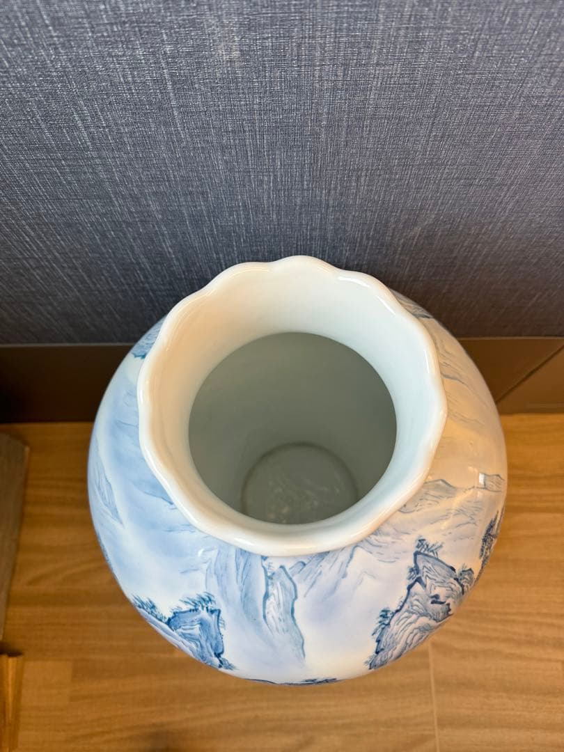 1511 有田焼　国右衞門　光雲作　染付山水　花瓶