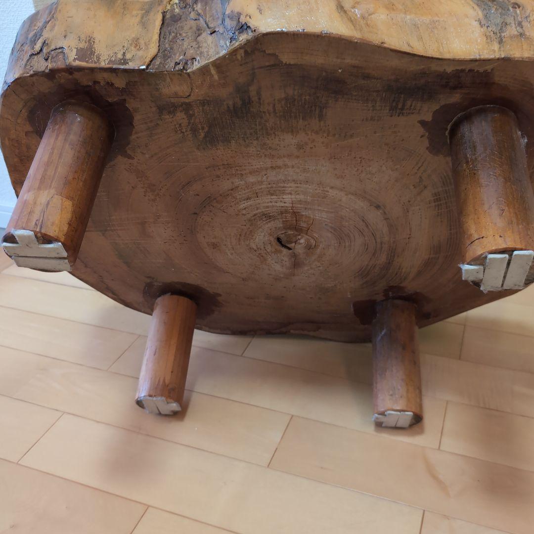 天然木 丸型座卓 茶色 ローテーブル