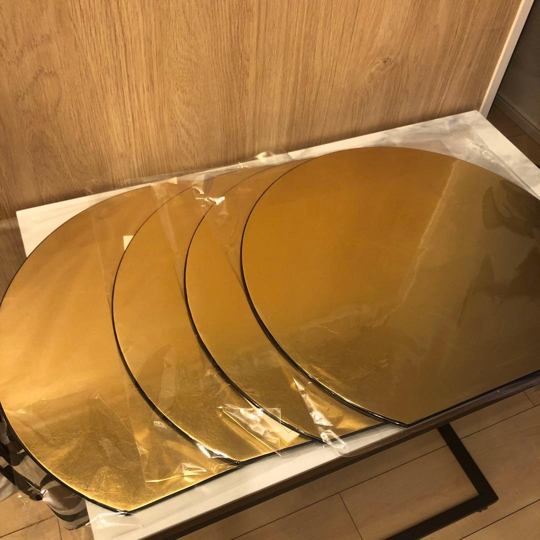 お盆　トレー　漆器 半月プレースマット L ゴールド(洋金箔) プレート　膳