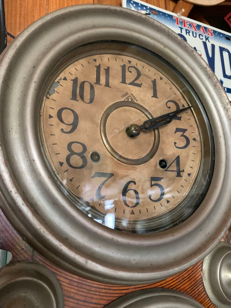 アンティーク時計　ダルマ型　振り子時計　ゼンマイ式　稼動品　当時物　ボンボン時計