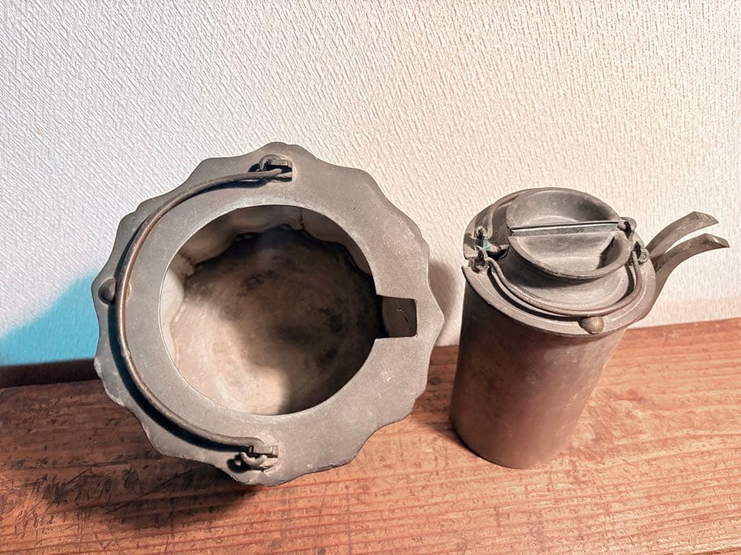 時代酒器 骨董 古玩 酒燗器 二重 ちろり 燗銅壷 熱燗器 酒沸 野燗炉