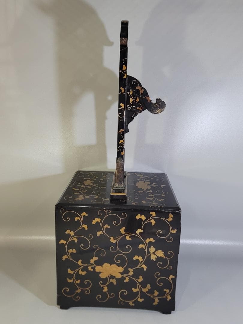 古美術 纏枝蓮花紋 蒔絵 鏡台 化粧箱付 時代物 DT426