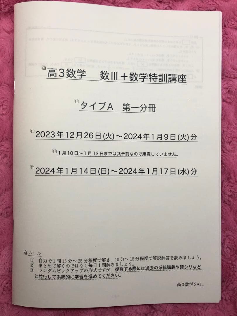 鉄緑会　高3数学 数III 数学特訓講座 4冊　SAクラス