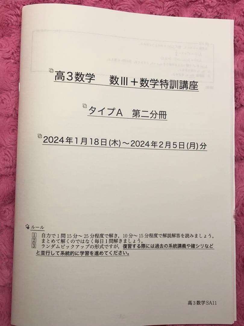 鉄緑会　高3数学 数III 数学特訓講座 4冊　SAクラス