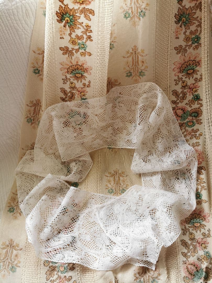 アンティークベルギー バンシュボビンレース ロングマフラー ハンドメイドショール