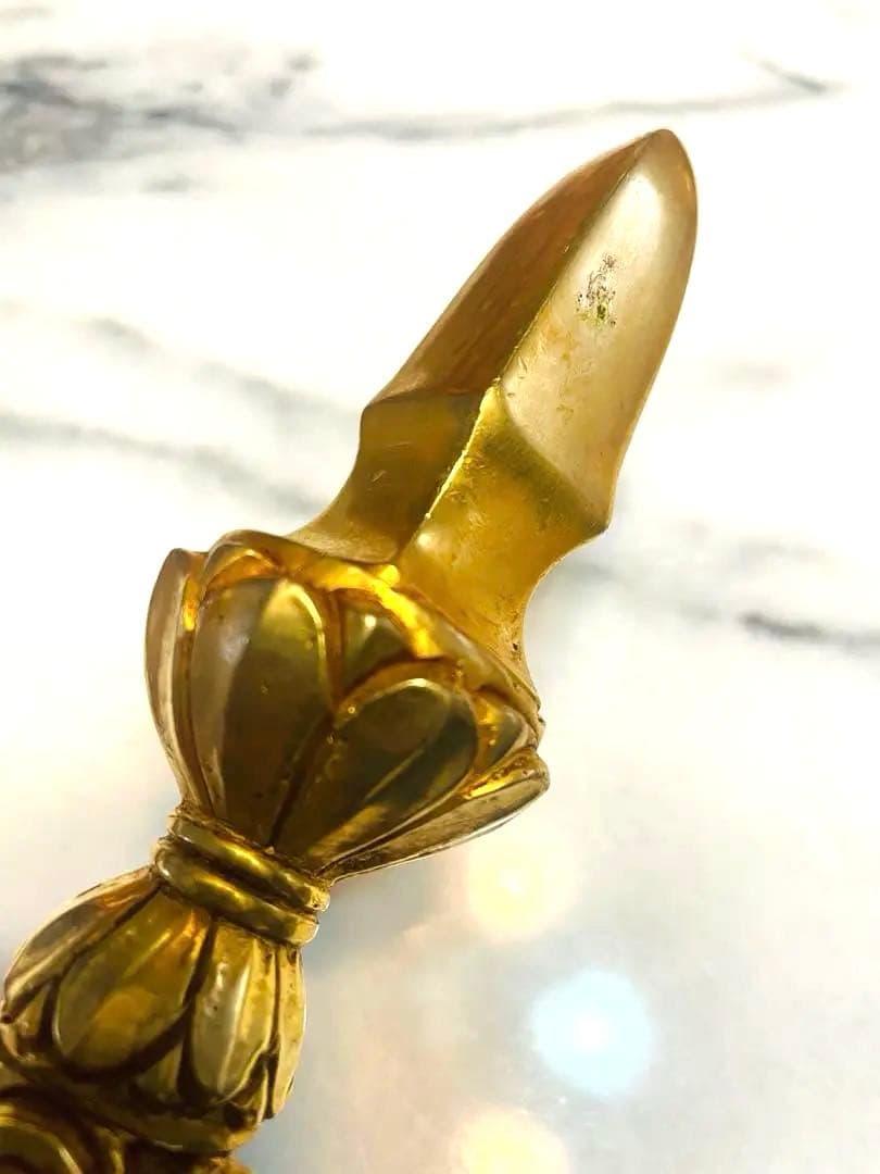 新品 24金張り 独鈷杵 プルパ 金剛杵 仏教 特大サイズ　約23センチ　87