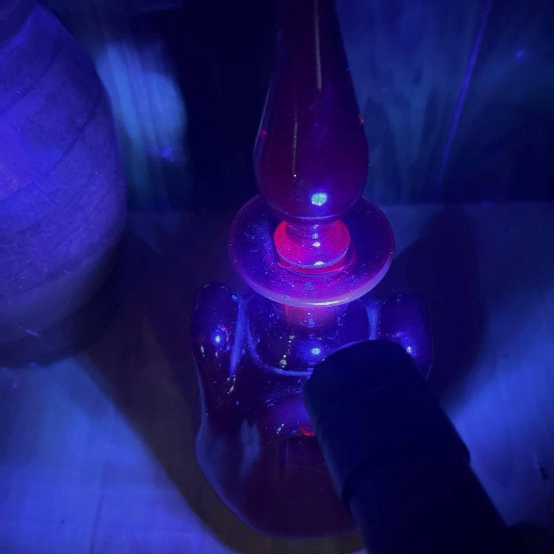 骨董　時代ガラス　銅赤被せガラス　古作　水差し　デカンタ カラフェ