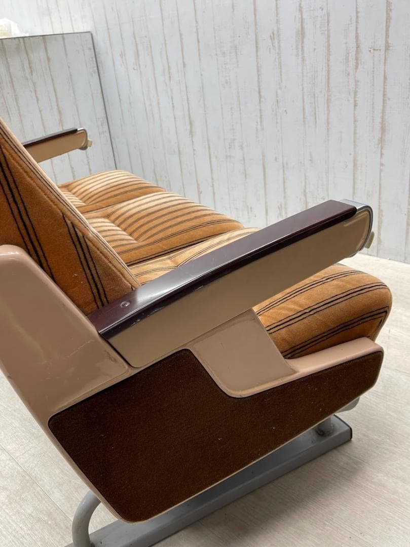 美品　0系新幹線 普通席 3列シート 簡易リクライニング せり出し式 ストライプ