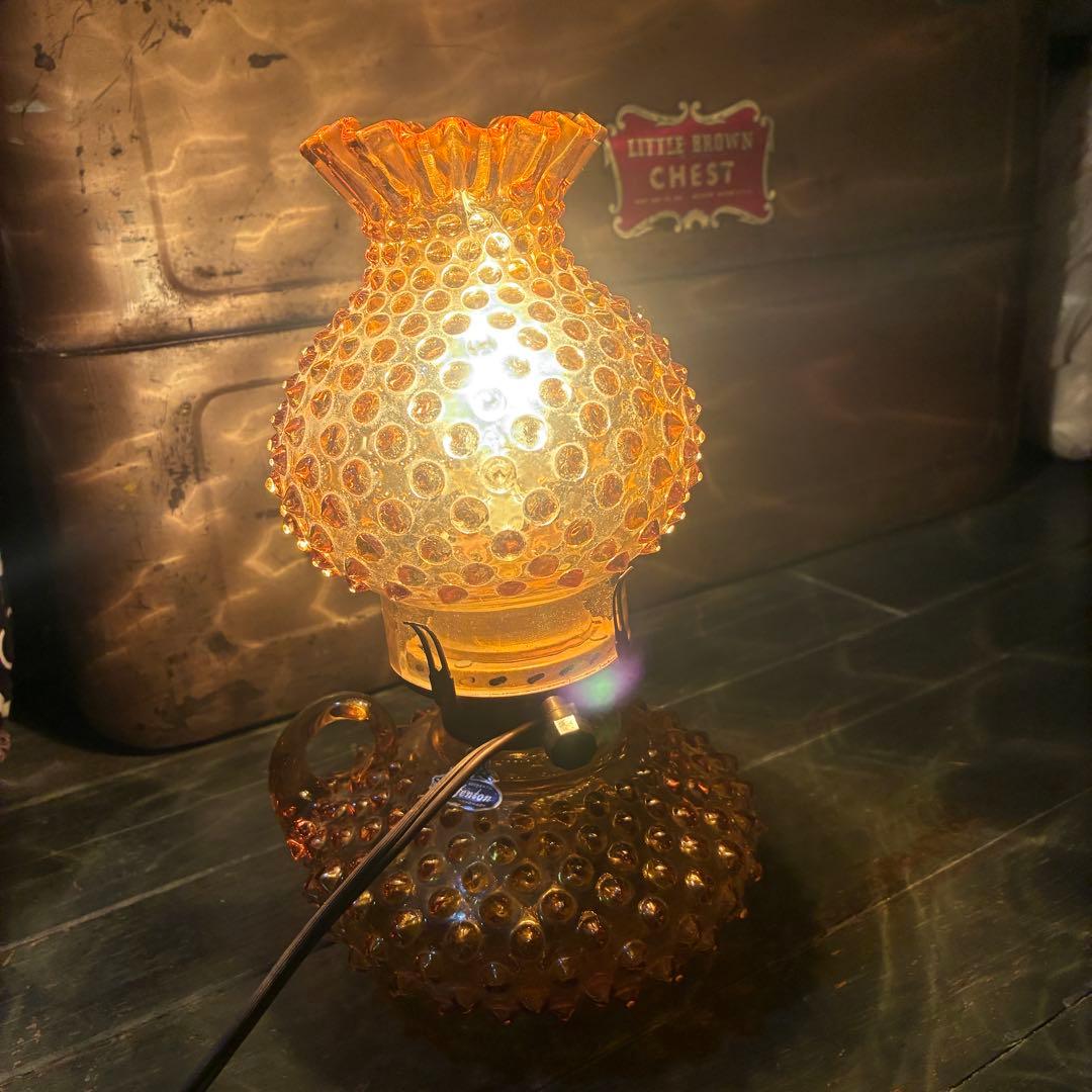 超レア美品！50s〜60sOLD Fentonフェントン社アンバーガラスランプ