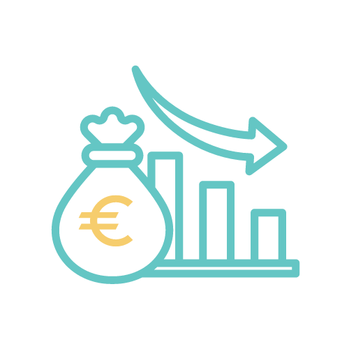 graphique en baisse-Déductible de vos frais- offre parrainage auxifact Facturation kinésithérapeutes région PACA